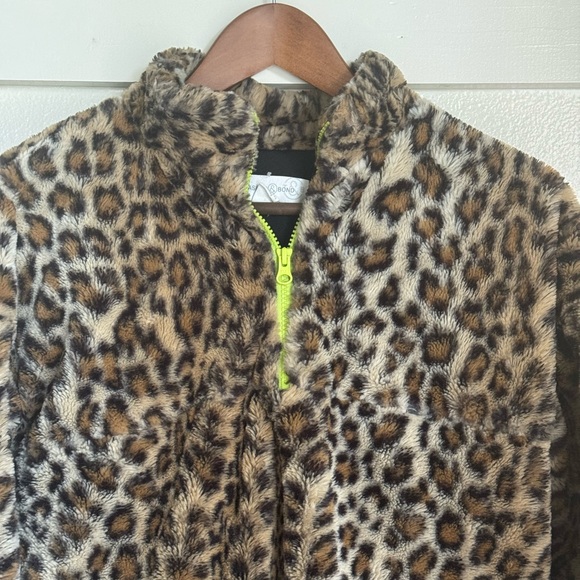 Treasure and Bond Girls Youth XL Leopard cheetah print Half Zip Sweater - Picture 2 of 9